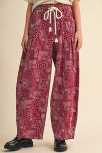 The Jolene Bandana Barrel Pants: Berry Brick
