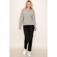 Glacier Ridge Ribbed Hoodie Sweater – V-Neck Knit Pullover | Northern Belle Boutique
