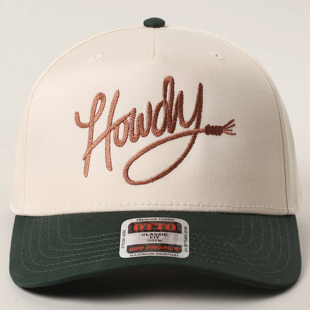 Howdy Western Embroidered Two-Tone Trucker Hat – Snapback Adjustable Mid-Profile Cap