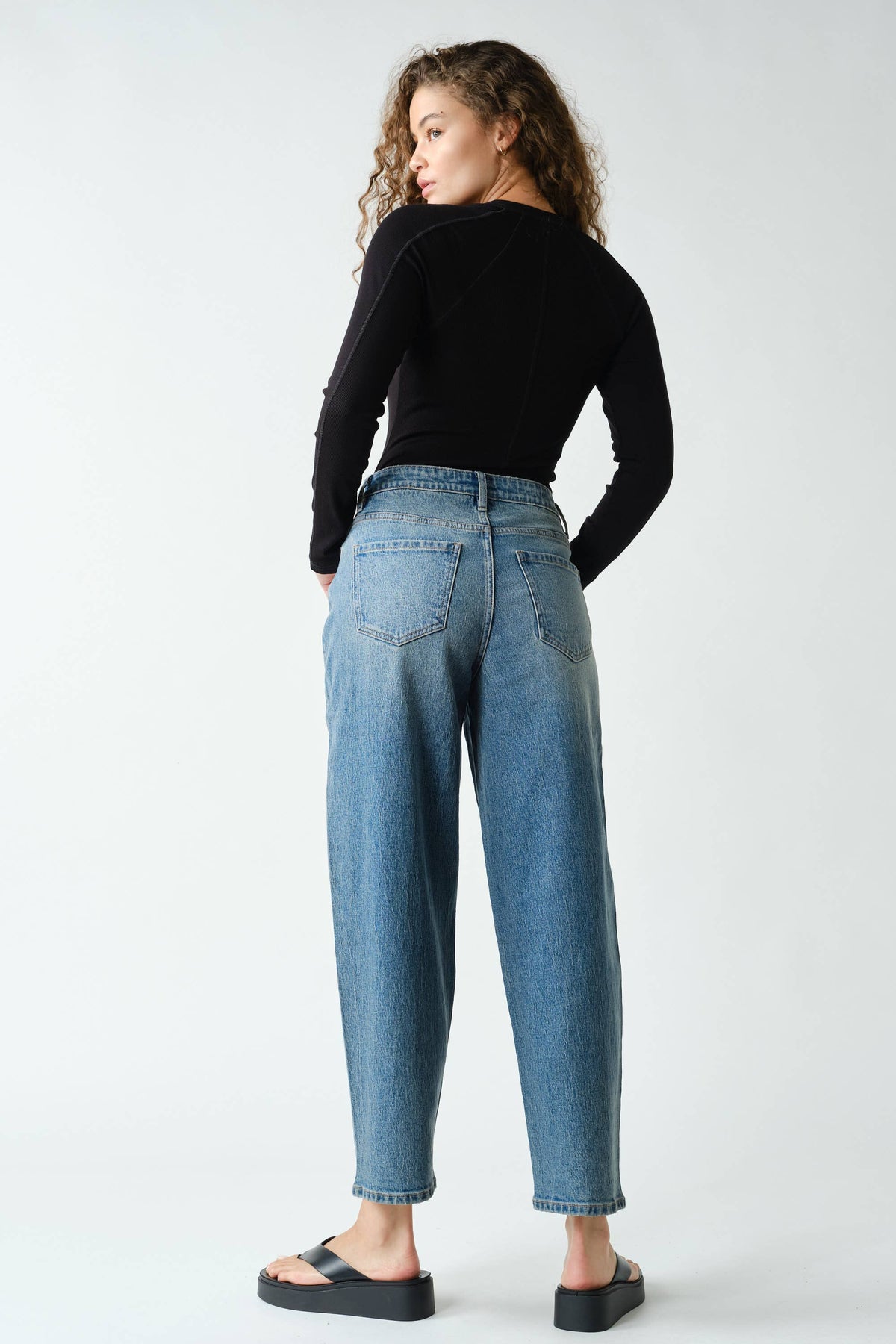 Essential Long-Sleeved Micro-Ribbed Henley Top:
