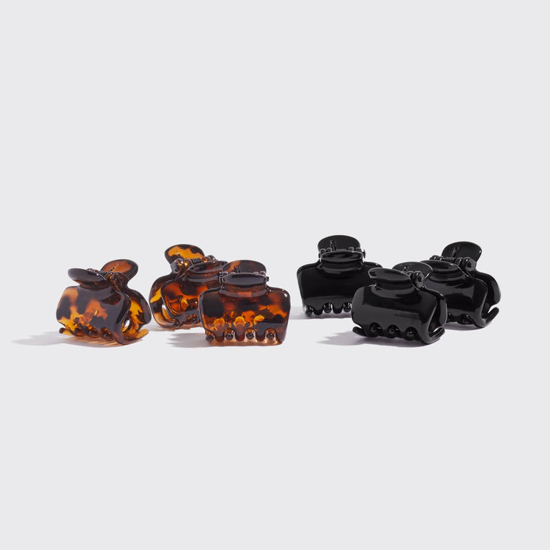 Kitsch Recycled Plastic Medium Puffy Claw Clips 2pc Set- Black/Tort