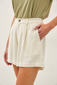 The Aria Linen Blend Classic Cut Shorts – High Waisted Elastic Back Summer Shorts