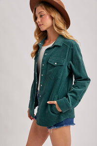 Everly Pines Corduroy Button-Down Shacket –Peacock
