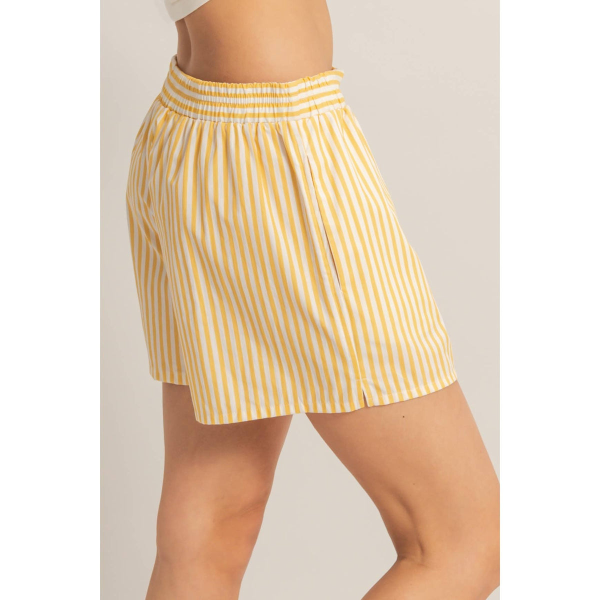 The Lemonade Stripe Shorts: Yellow – Cotton Pull On Coastal Summer Boxer Shorts