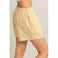 The Lemonade Stripe Shorts: Yellow – Cotton Pull On Coastal Summer Boxer Shorts