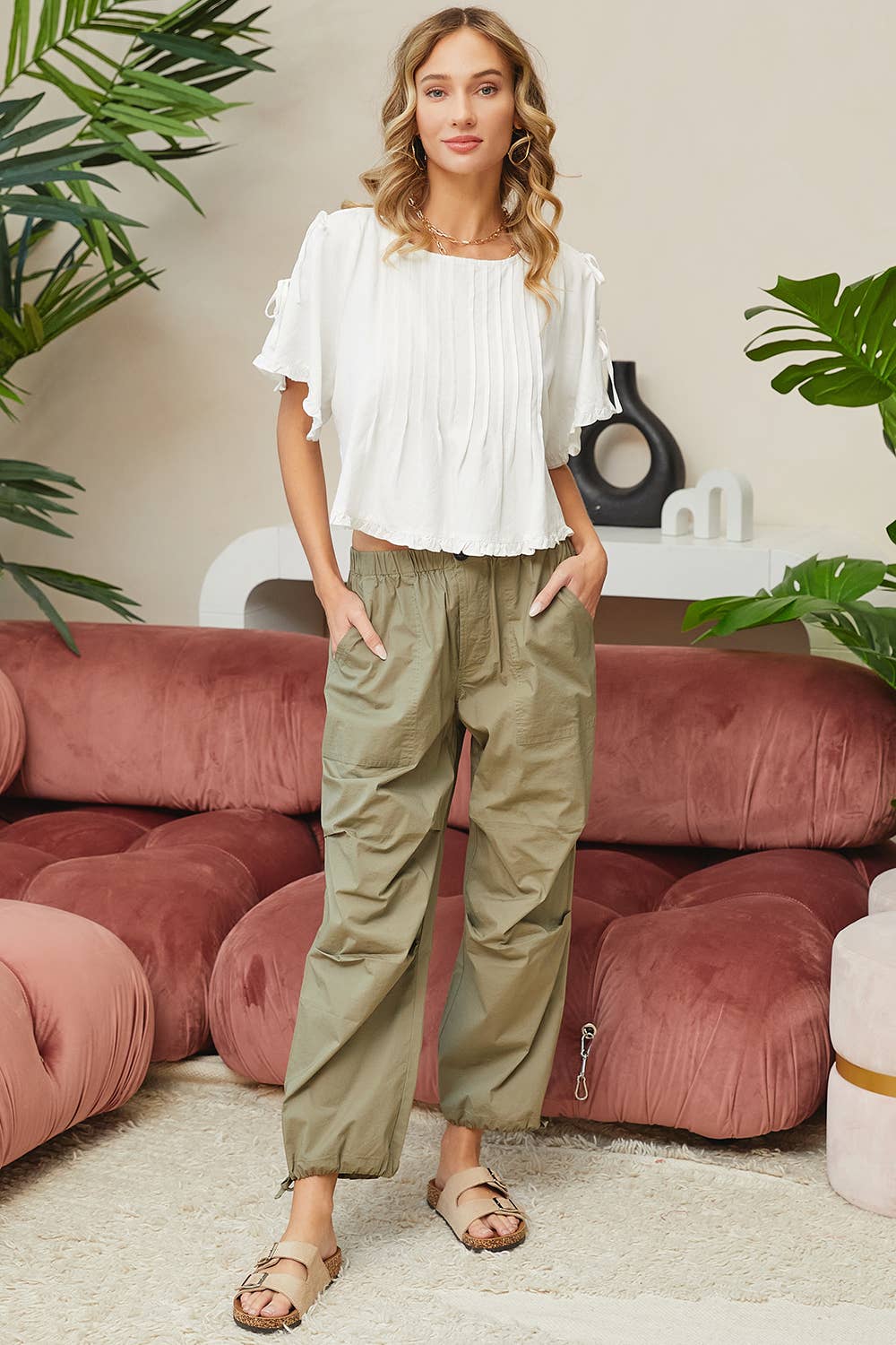 The Aspen Utility Parachute Pants: Olive