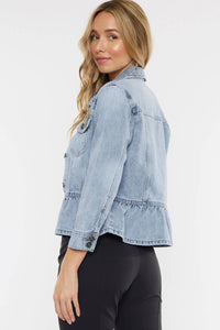 Maggie Peplum Denim Jacket | Classic Fit Light Stone Wash