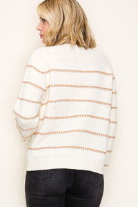 Rosalind Striped Crew Neck Pullover Sweater – Cozy Long Sleeve Knit Top