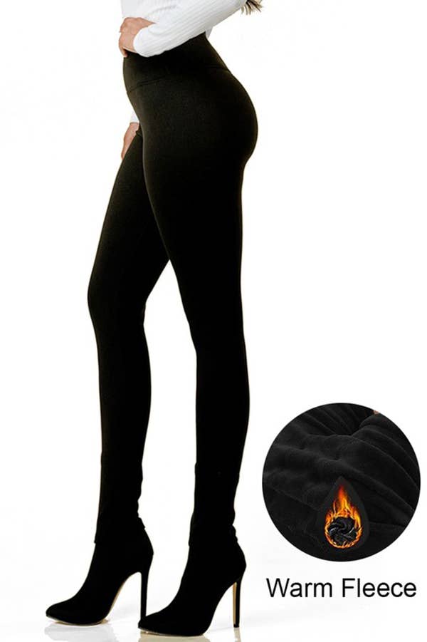 Harlow High-Waist Fleece Lined Leggings – Winter Warm Thick Thermal Tummy Control Pants