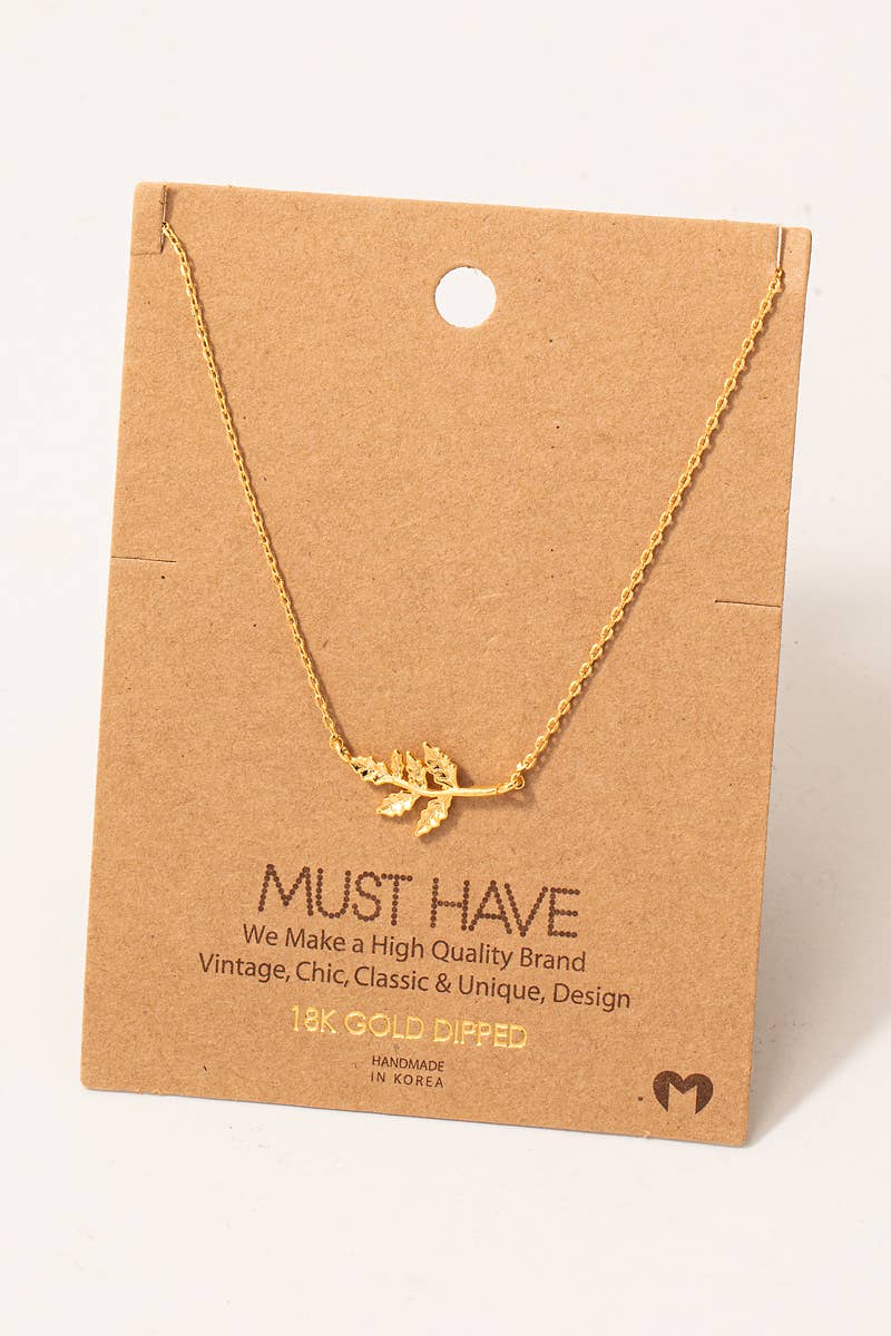 Willow Leaf Branch Pendant Necklace – Gold or Silver