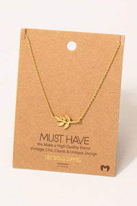 Willow Leaf Branch Pendant Necklace – Gold or Silver