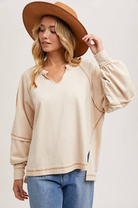 Terri Oversized Long Sleeve Stop: Oatmeal