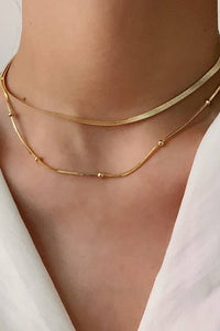 Isla Herringbone Layered Snake Chain Necklace – 18K Gold Stainless Steel Tarnish-Free Jewelry