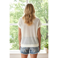 The Capri Stripe Open Knit Top: Ivory