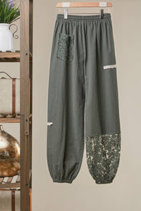 The Olive Grove Lace Jogger Pants: Olive