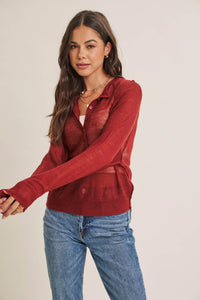Morning Layer Airy Wool Blend Henley Sweater