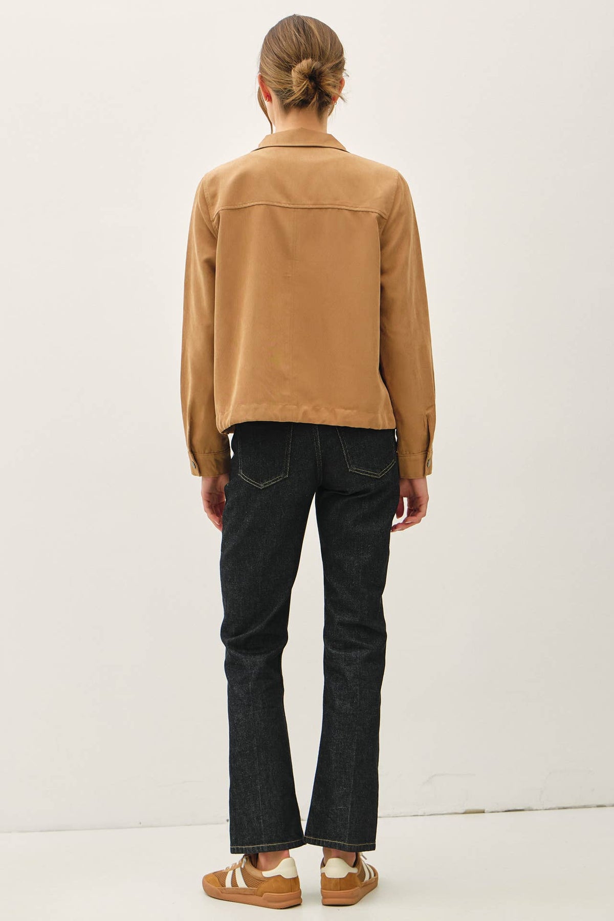 The Camden Cropped Utility Jacket – Soft Safari Zip Up Lightweight Outerwear