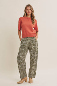 SUNFADED MARKET DAY  PAISLEY BARREL PANTS: ANTIQUE OLIVE