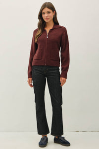 Zip It Up Knit Cardigan: Chocolate
