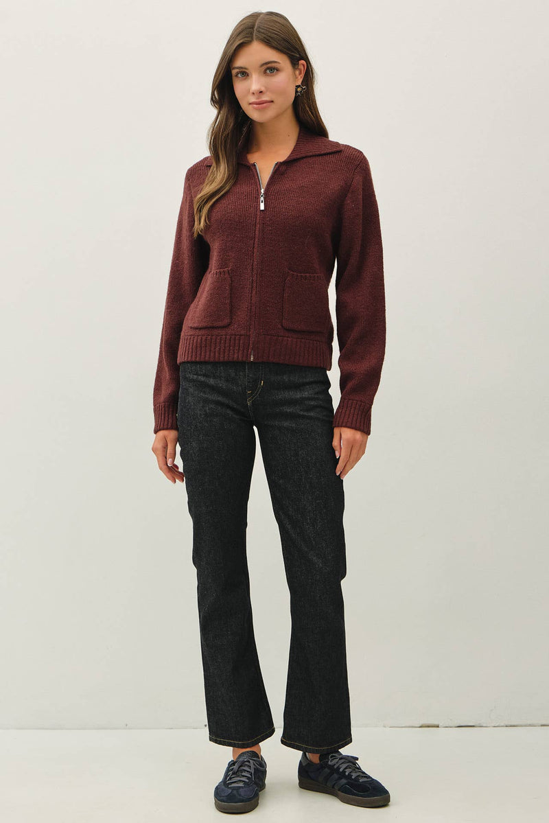 Zip It Up Knit Cardigan: Chocolate