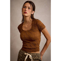 Pressed Petals Seamless Top: Brown