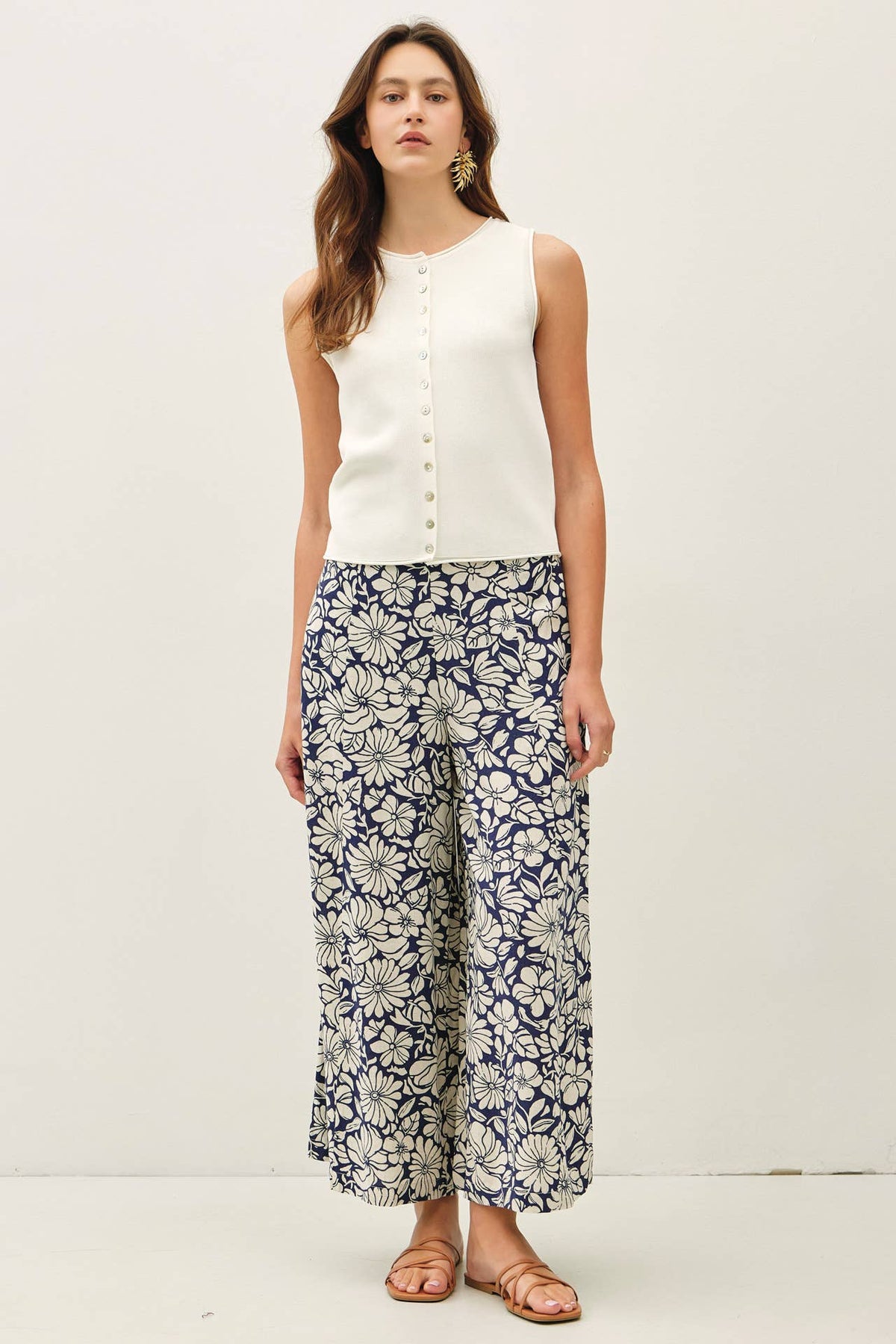 The Kaia Button Front Vest Top – Cropped Sleeveless Lightweight Viscose Blend