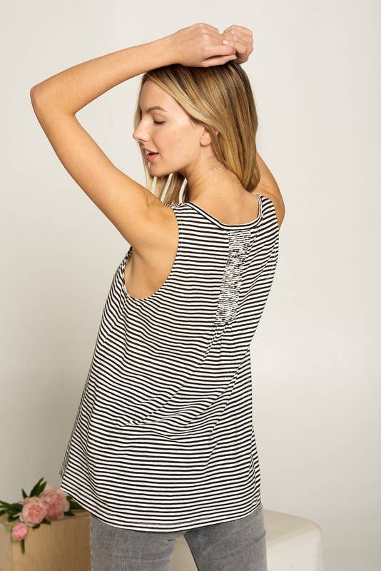 Stacey Comfort Fit Stripe Tank: Black/White Stripe