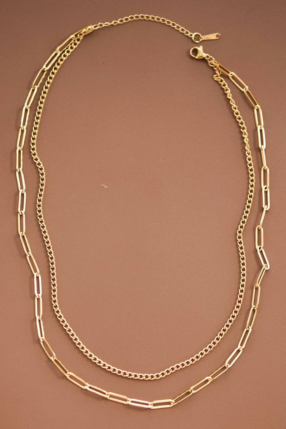 The Sterling Layered Paperclip Chain Necklace – 18K Gold Dipped Waterproof Stainless Steel Necklace