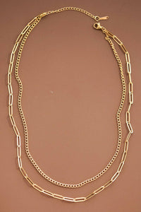 The Sterling Layered Paperclip Chain Necklace – 18K Gold Dipped Waterproof Stainless Steel Necklace