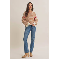 Apple Orchard Stripe Sweater: taupe/multi