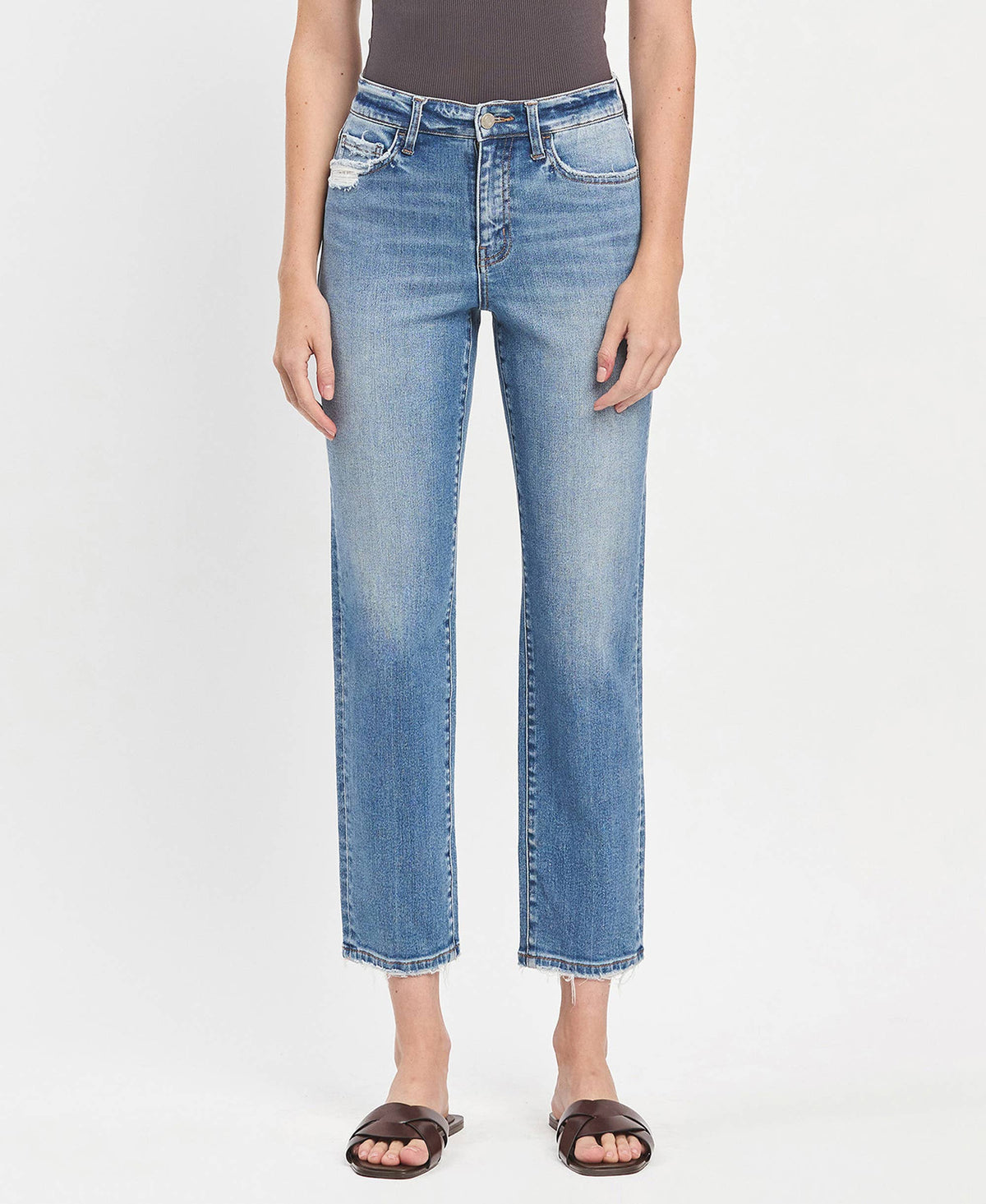 Oakley High Rise Tapered Straight Jeans – Vervet by Flying Monkey (Comfort Stretch, Light Distressing)