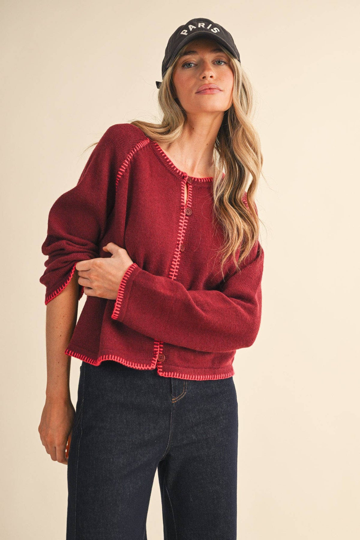 The Rowan Blanket-Stitch Cardigan | Northern Belle Boutique