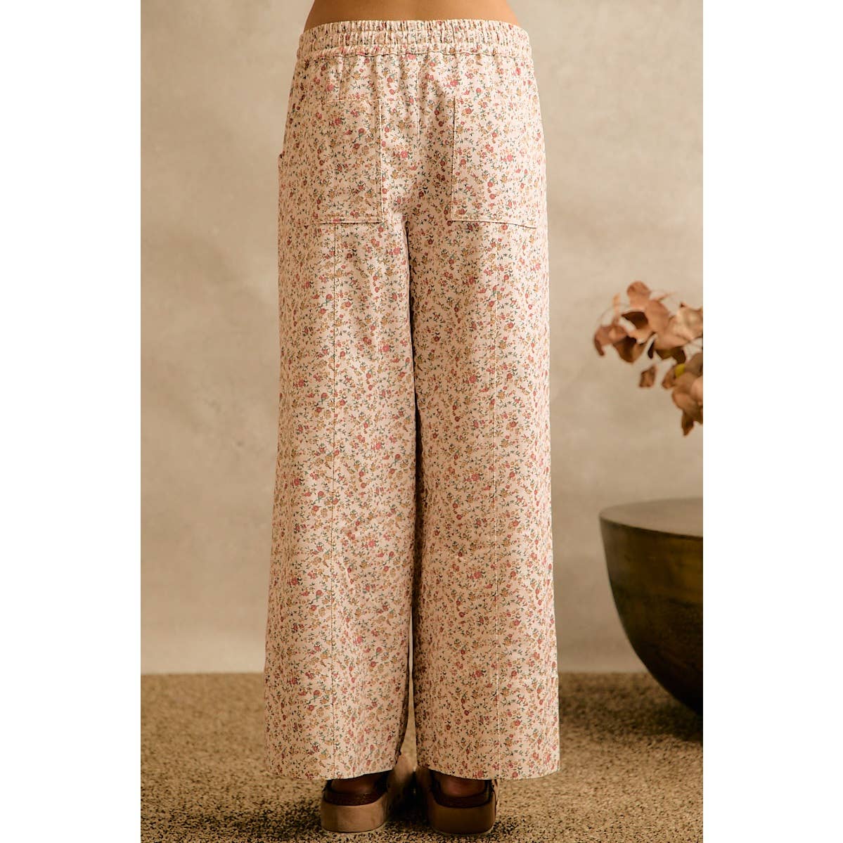 The Meadow Days Wide Leg Pants: Cream Floral