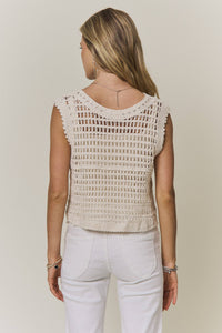 The Mariposa Crochet Button Front Vest