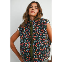 Wildflower Trail Fuzzy Vest: Olive/Multi