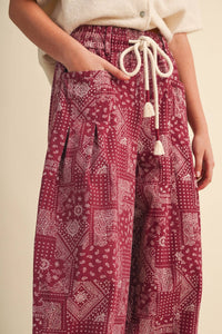 The Jolene Bandana Barrel Pants: Berry Brick