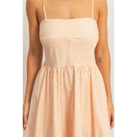 Striped Spaghetti Strap Dress: NAVY / S-M-L(2-2-2)