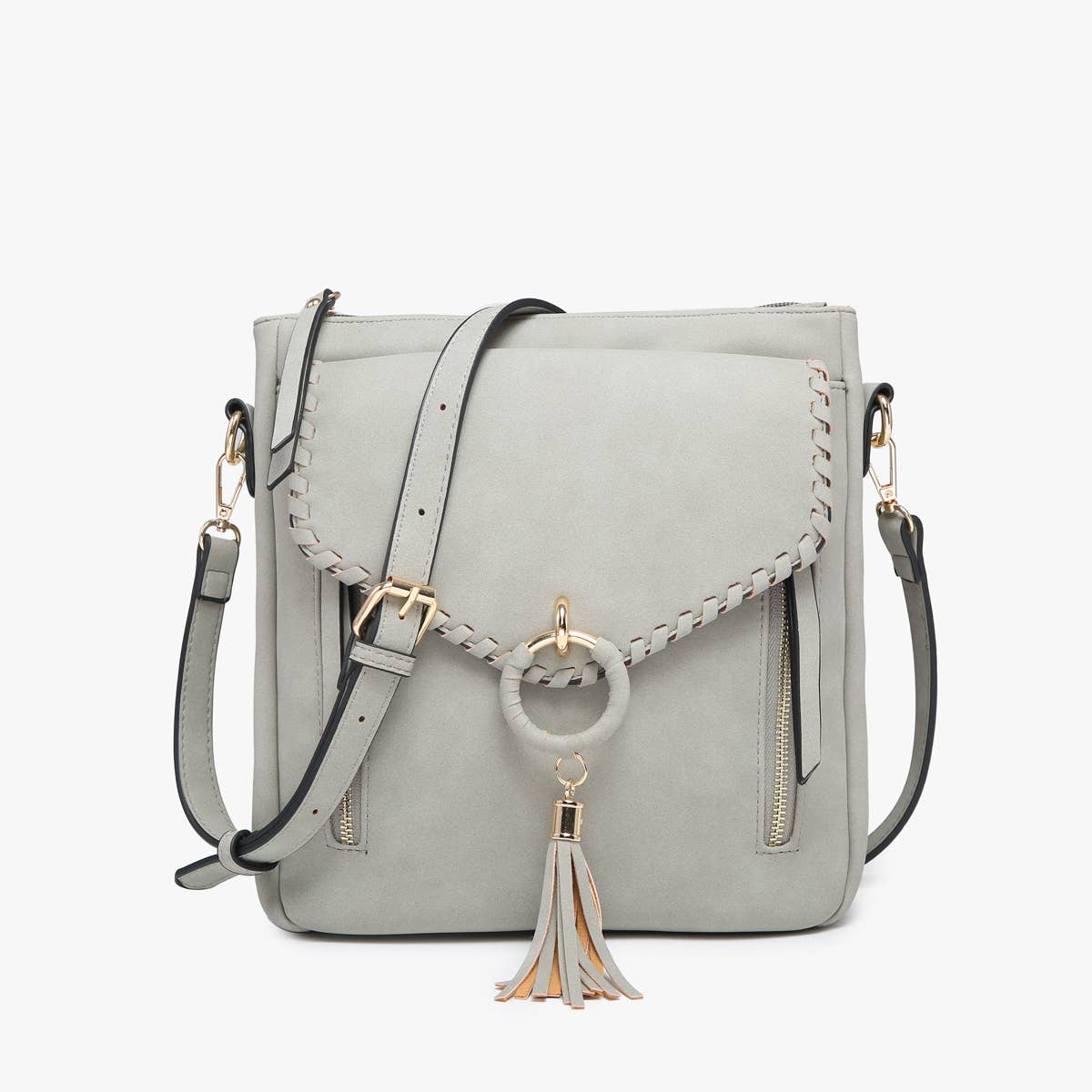 Layla Faux Suede Whipstitch Crossbody