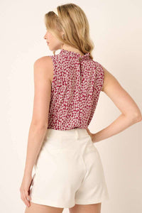 Gemma DItsy Floral Print Sleeveless Blouse: Magenta