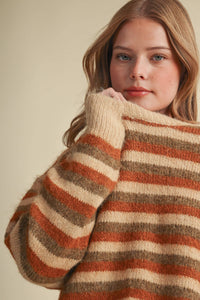 Warm Regards Stripe Sweater: Tan/ Multi Stripe
