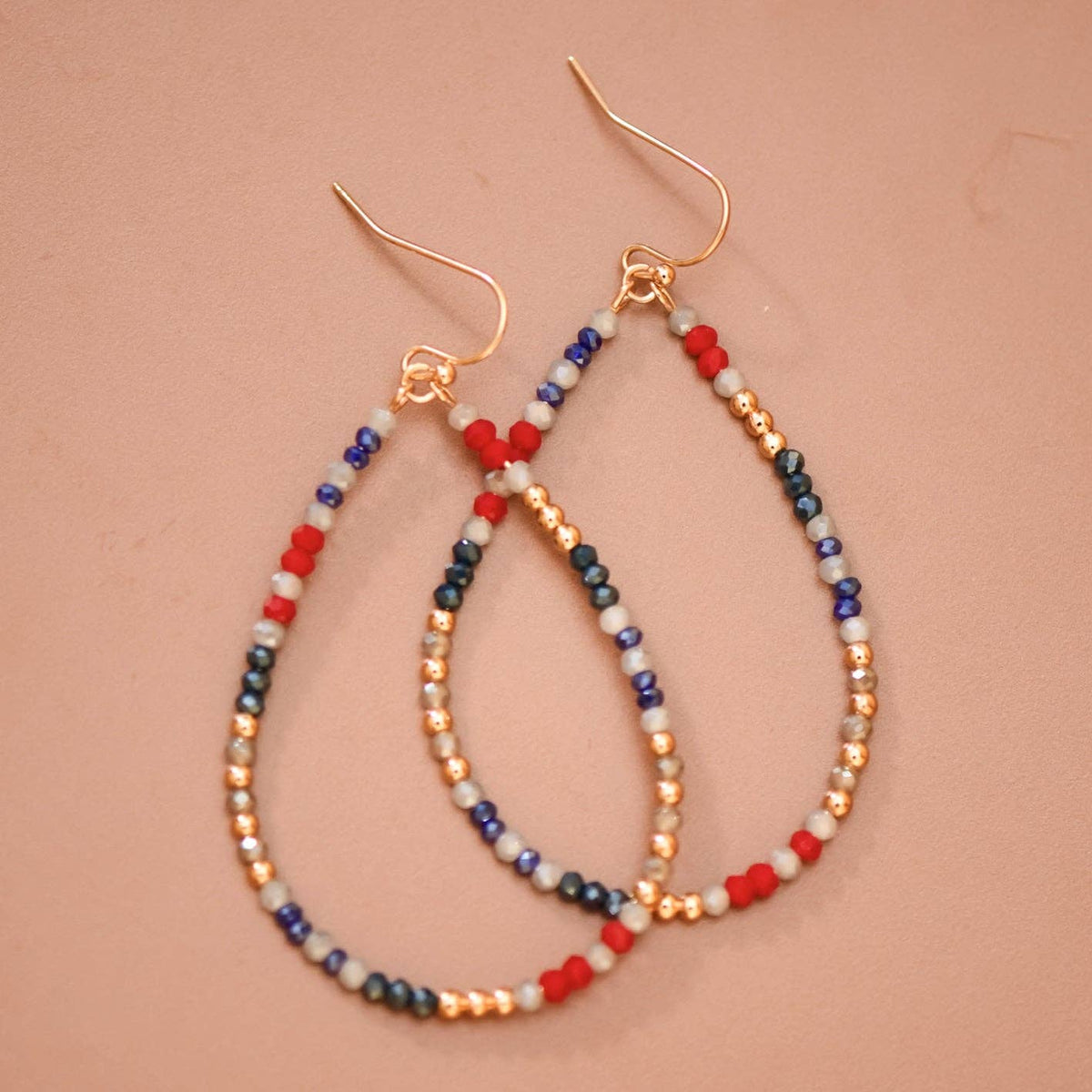 Patriotic Beaded Teardrop Earrings
