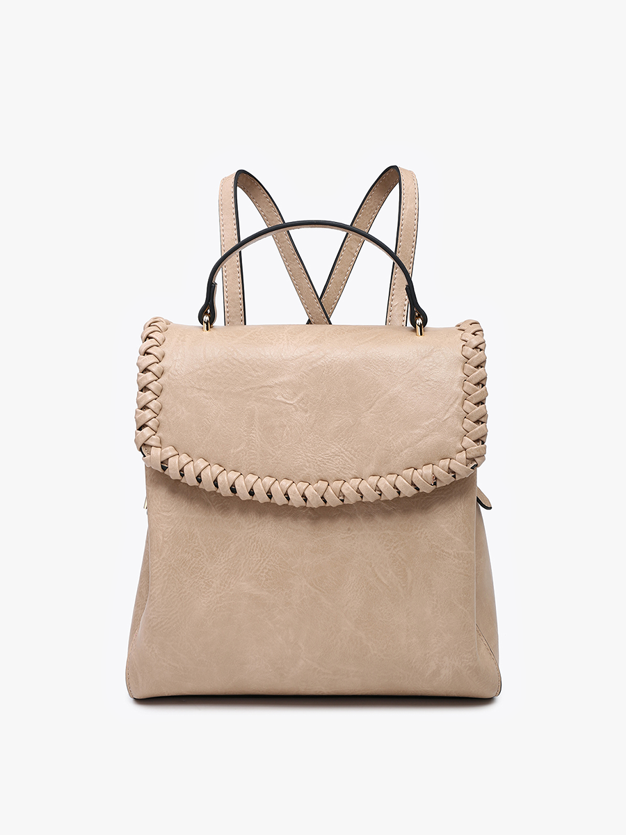 Jen & Co. Blossom Whipstitch Trim Backpack – Structured Vegan Leather Bag