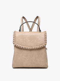 Jen & Co. Blossom Whipstitch Trim Backpack – Structured Vegan Leather Bag