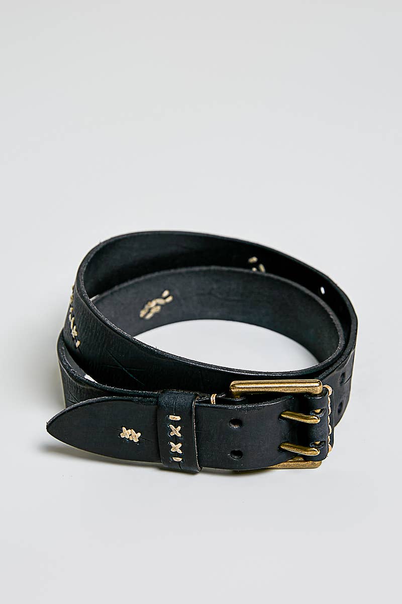 The Dakota Genuine Leather Double Buckle Belt