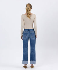 Lovervet "Hallie" Cuffed Straight Leg Jeans: Dark Wash
