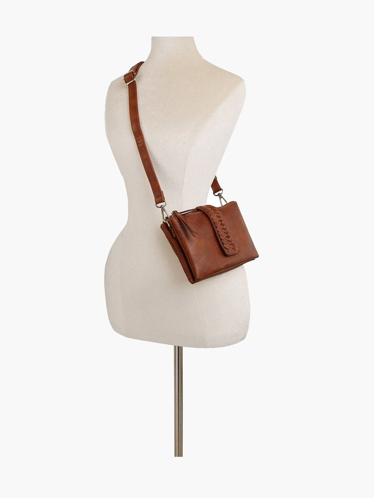 Weston Braided Strap Clutch Wallet – Vegan Leather Crossbody Option