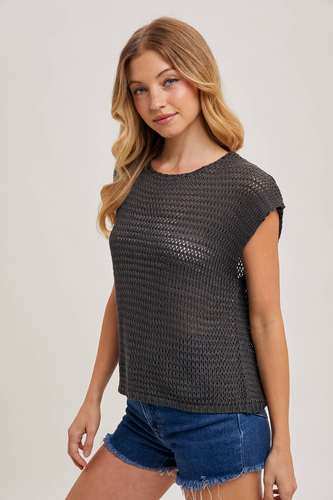 Calista Open Knit Short Sleeve Top