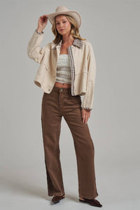 Checked Out Canvas Jacket: Oatmeal/ Brown