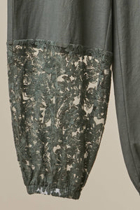 The Olive Grove Lace Jogger Pants: Olive