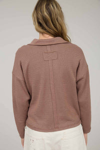 Cranberry Lane Collared Knit Top – Relaxed Raw-Edge Holiday Pullover | Northern Belle Boutique